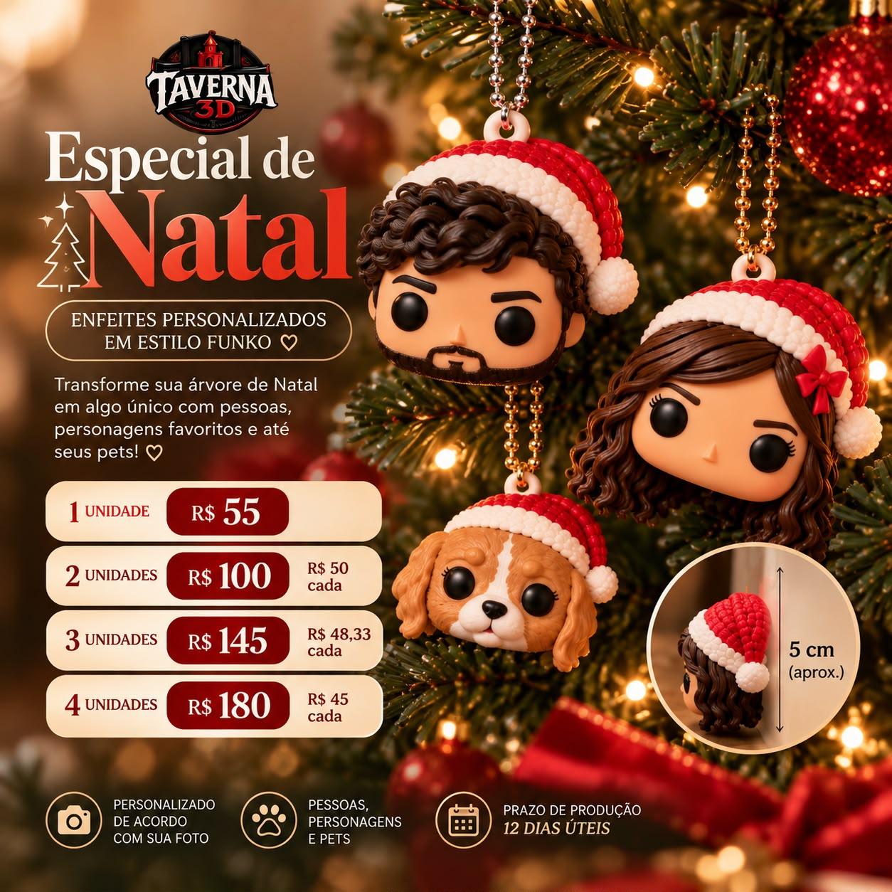 Enfeites de Natal Personalizados em Estilo Funko